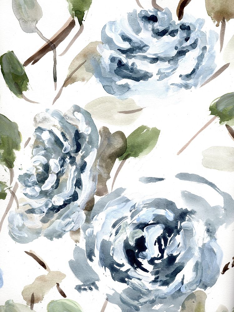 Blue Blooms portrait I art print by Marcy Chapman for $57.95 CAD