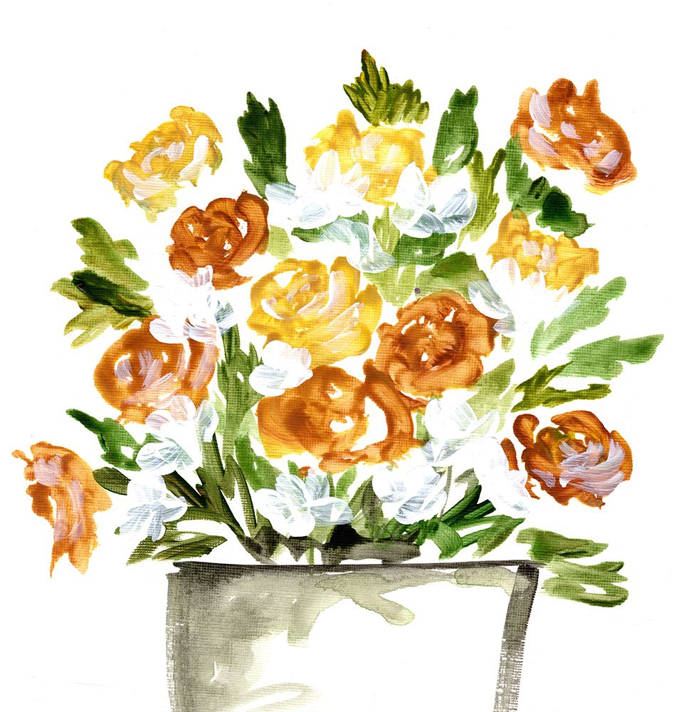White Pot Yellow Flowers art print by Marcy Chapman for $57.95 CAD