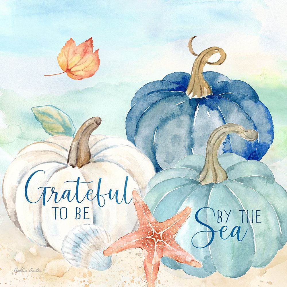 Harvest by the Sea sentiment I-Grateful art print by Cynthia Coulter for $57.95 CAD