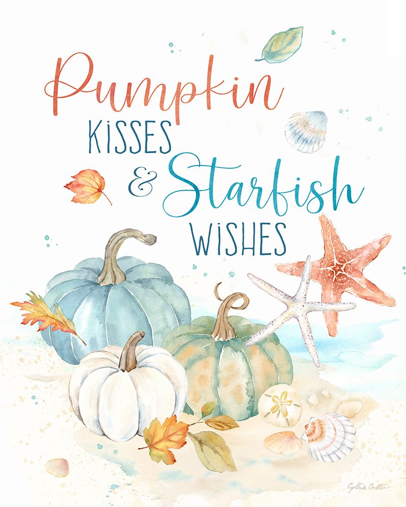 Harvest by the Sea portrait II-Pumpkin Kisses art print by Cynthia Coulter for $57.95 CAD