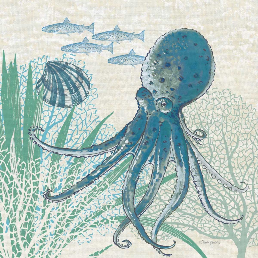 Oceana Indigo Sea Life IV art print by Pamela Gladding for $57.95 CAD