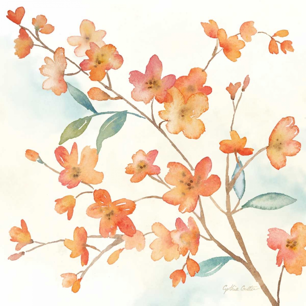 Coral Blossom Branches II art print by Cynthia Coulter for $57.95 CAD
