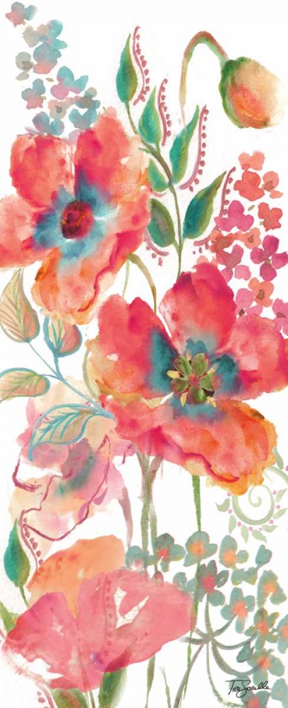 Bohemian Poppies Pink/Teal I art print by Tre Sorelle Studios for $57.95 CAD