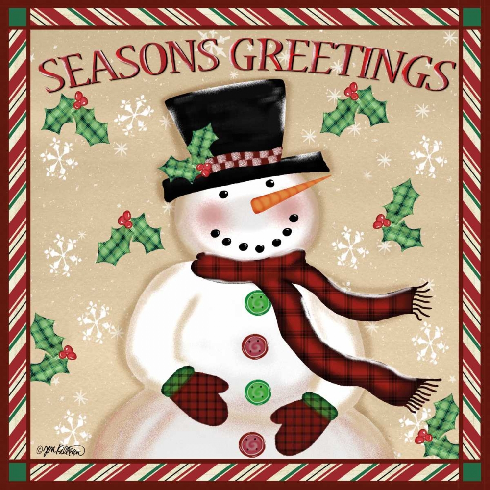 Seasons Greetings Snowmen I art print by Jen Killeen for $57.95 CAD