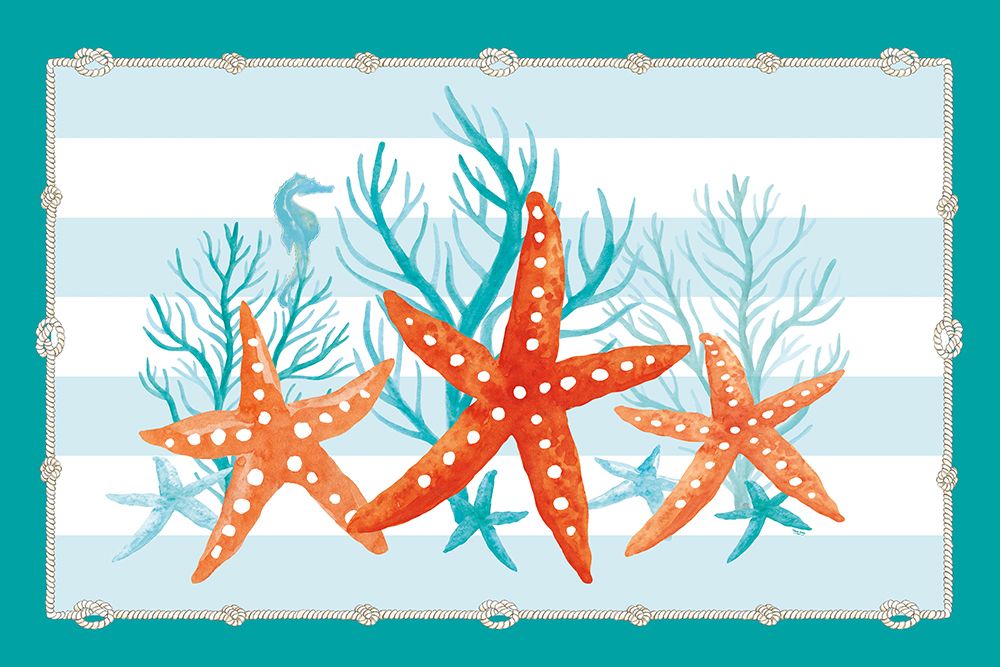 Coral Aqua II on Teal art print by Tara Reed for $57.95 CAD