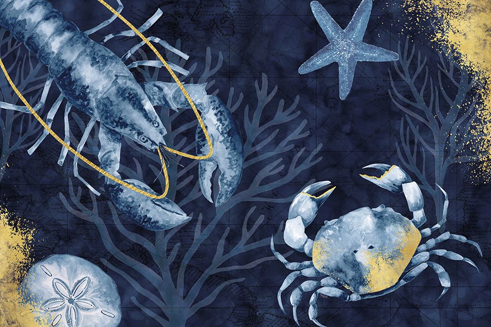 Deep Blue Sea III on Blue Gold art print by Tara Reed for $57.95 CAD