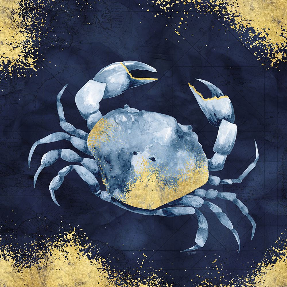 Deep  Blue Sea V Navy Gold art print by Tara Reed for $57.95 CAD