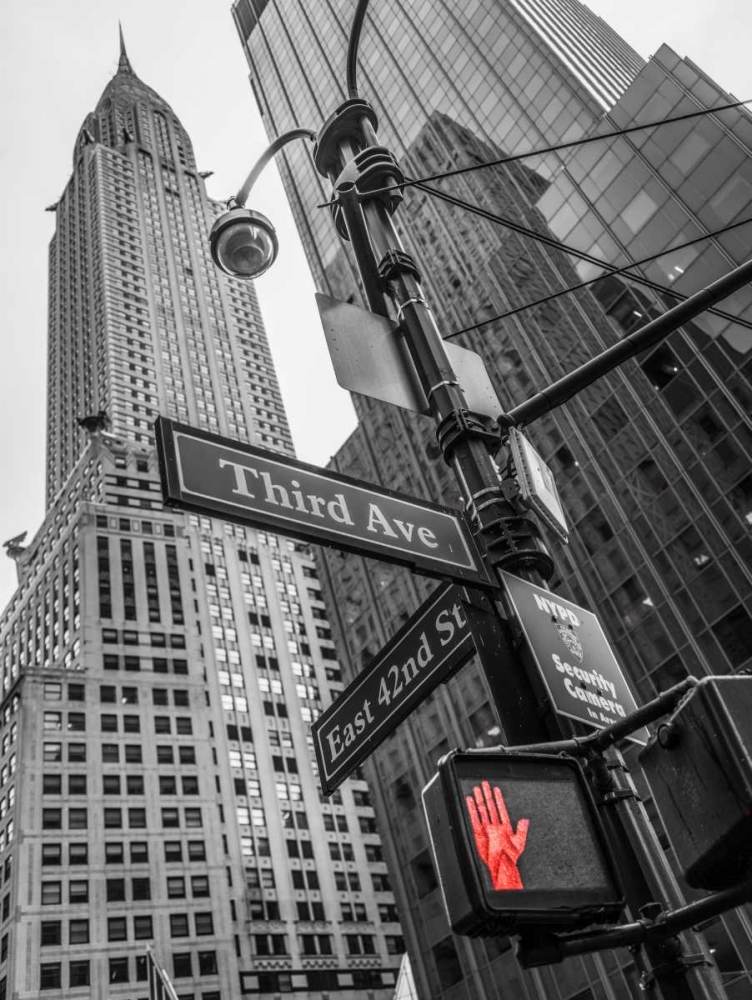 Street sign boards and Chrysler Building in New York city art print by Assaf Frank for $57.95 CAD