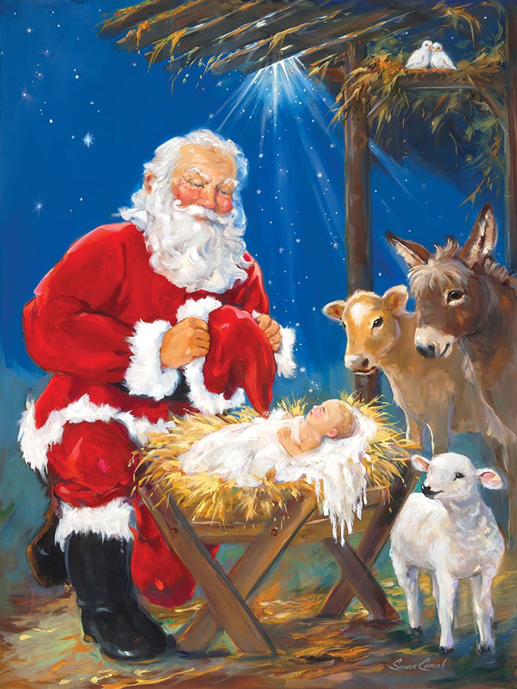 Nativity Santa art print by Susan Comish for $57.95 CAD
