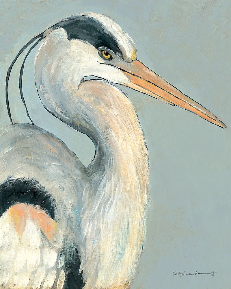 Heron On Grey art print by Stephanie Marrott for $57.95 CAD