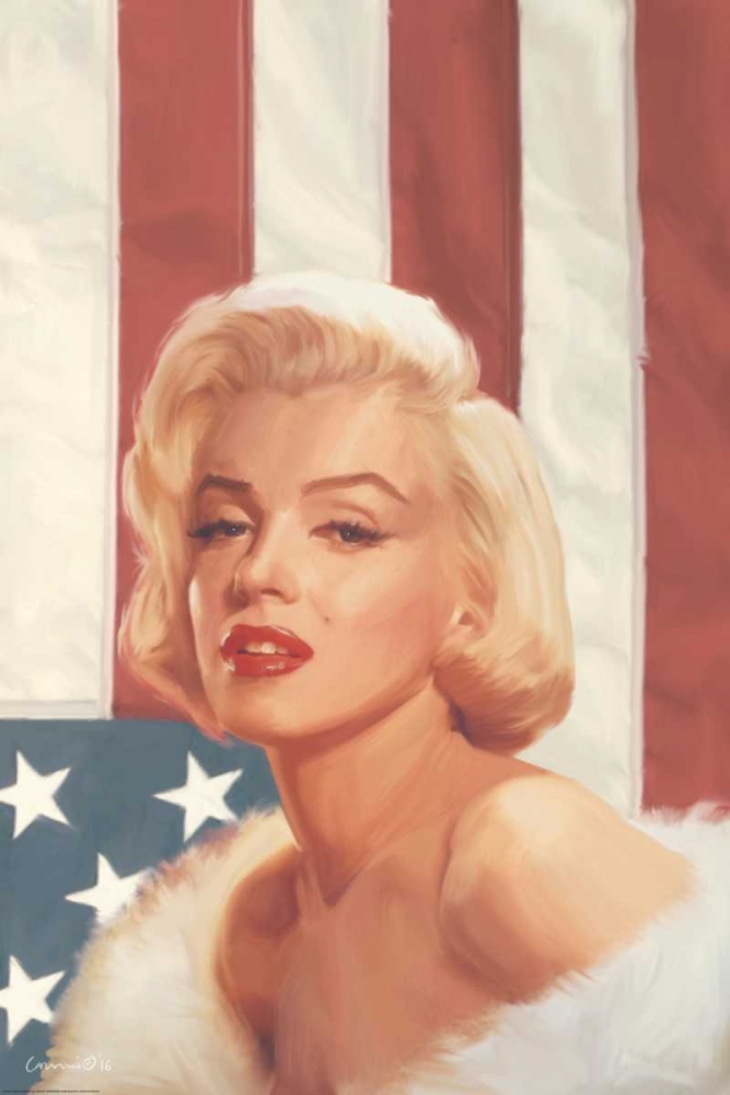 True Blue Marilyn In Flag art print by Chris Consani for $57.95 CAD