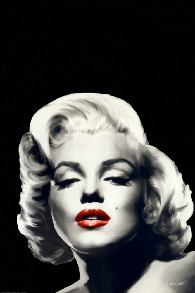 Red Lips Marilyn In Black art print by Chris Consani for $57.95 CAD