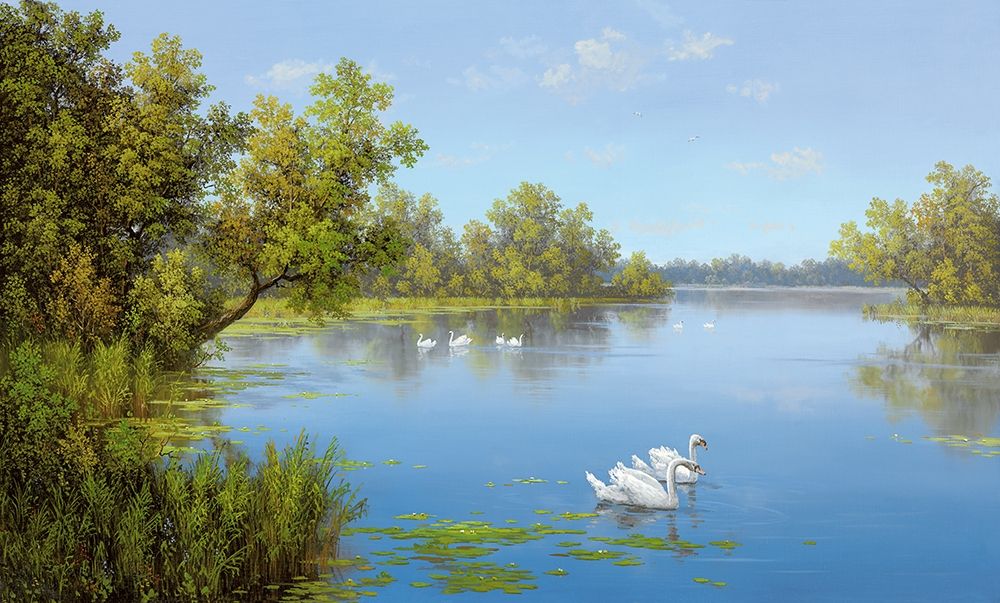 RIVER WITH SWANS II art print by Slava for $57.95 CAD