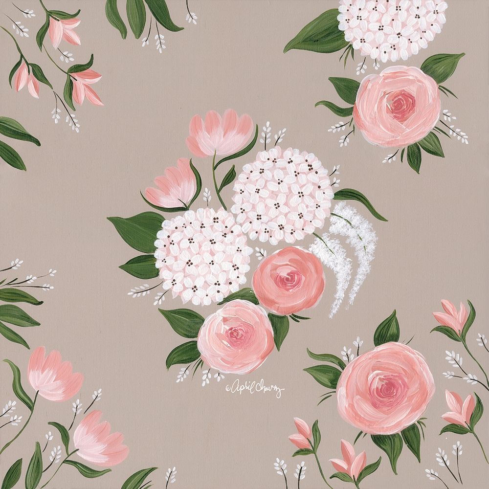 Pink and White Floral    art print by April Chavez for $57.95 CAD