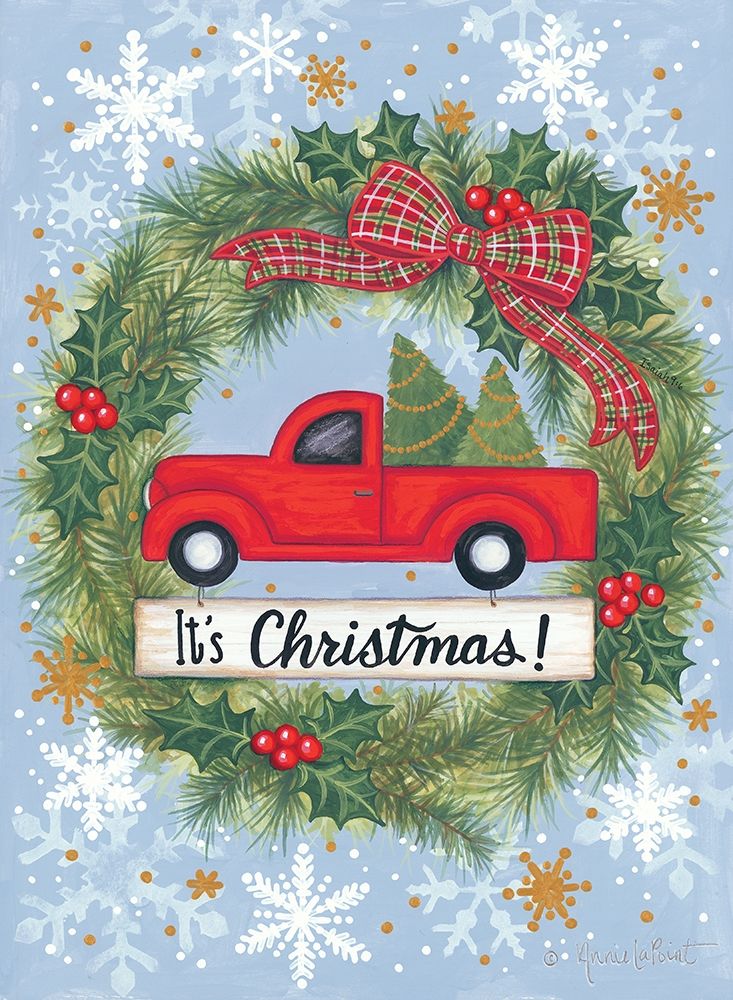 Red Truck Christmas art print by Annie LaPoint for $57.95 CAD