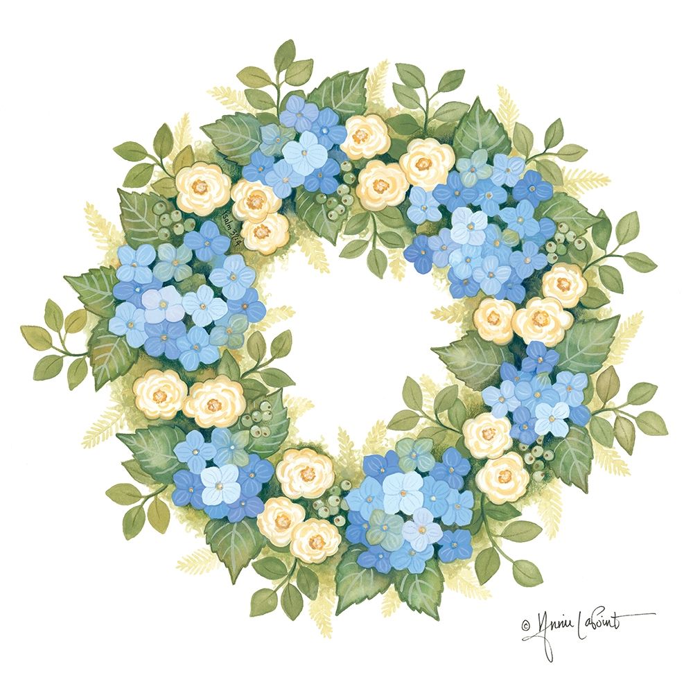 Hydrangeas in Bloom Wreath art print by Annie LaPoint for $57.95 CAD