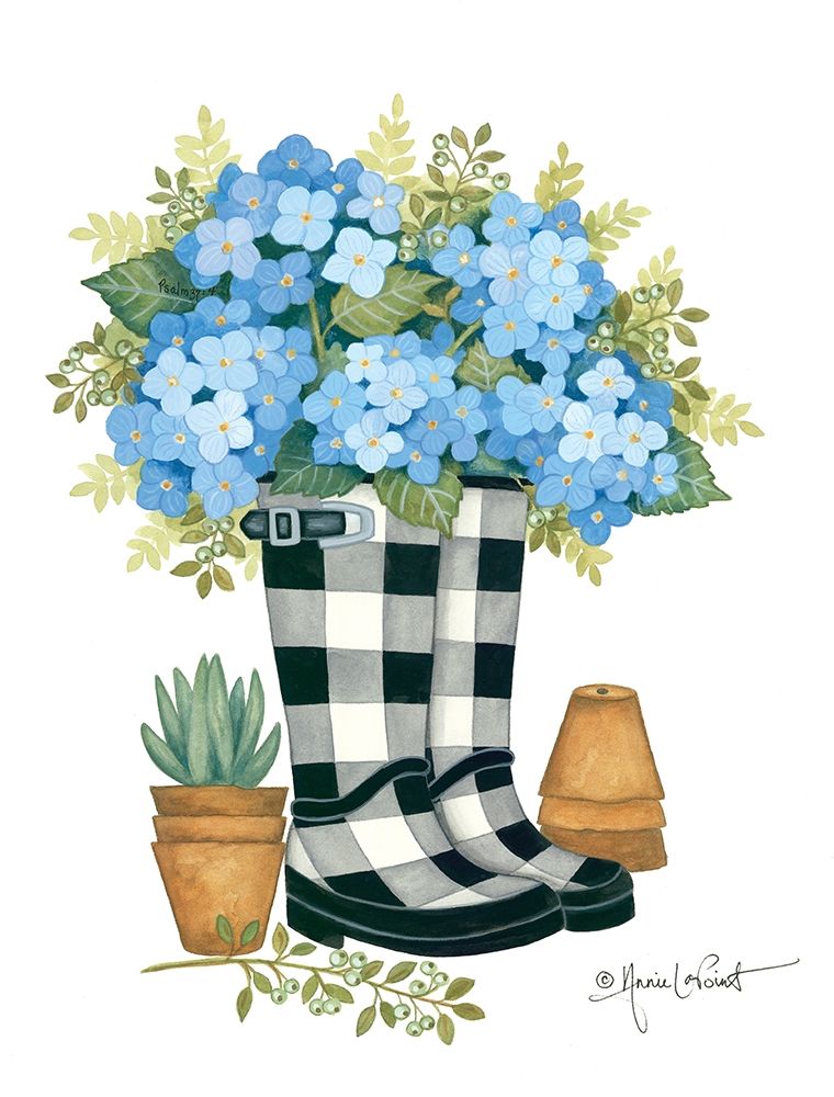 Hydrangeas Boots art print by Annie LaPoint for $57.95 CAD