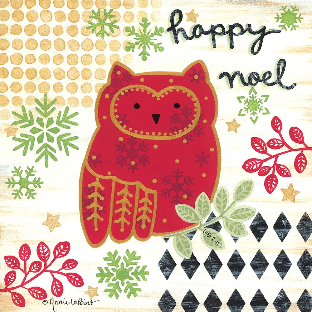 Happy Noel Owl art print by Annie LaPoint for $57.95 CAD