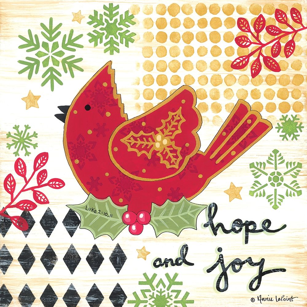 Happy Noel Cardinal art print by Annie LaPoint for $57.95 CAD