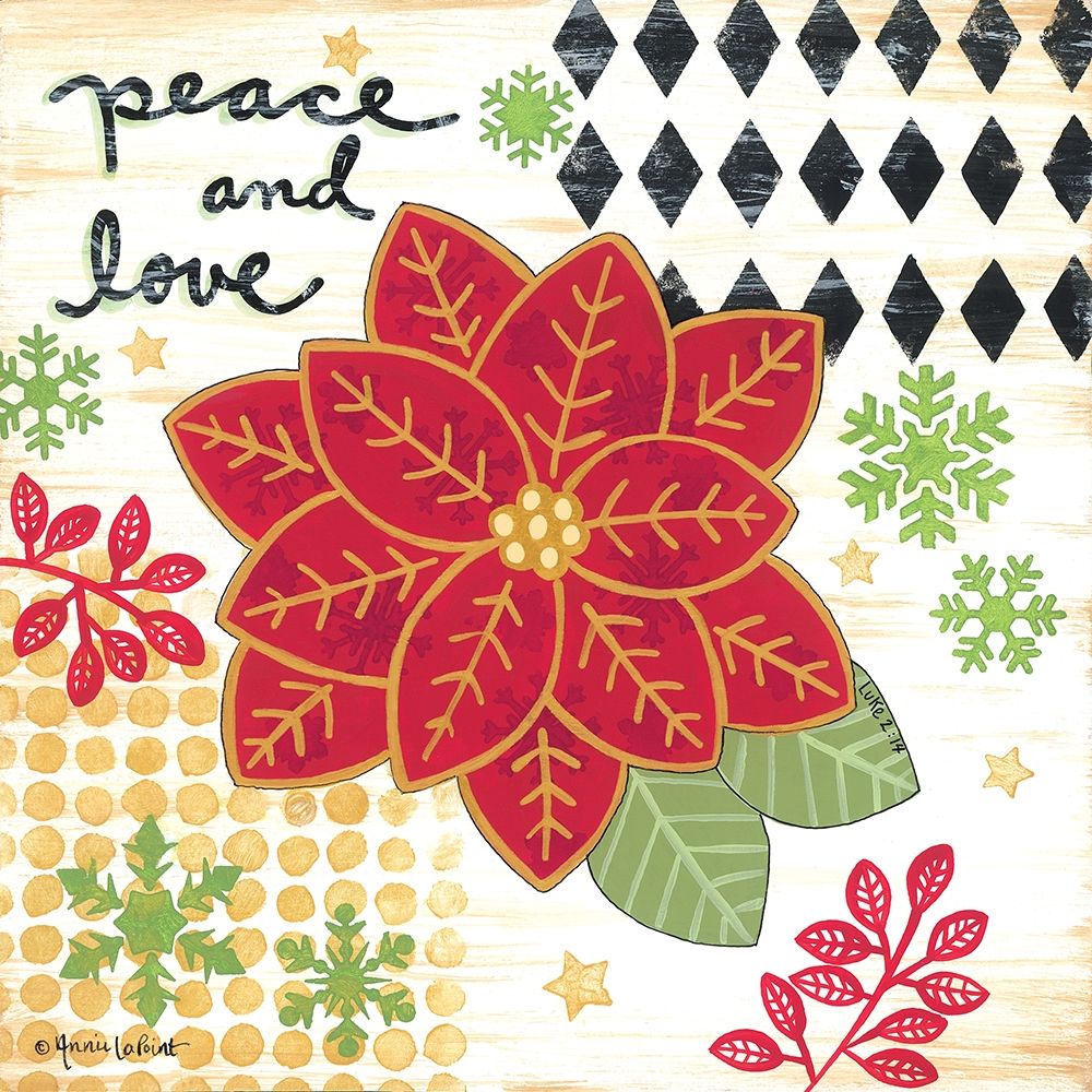Happy Noel Poinsettia art print by Annie LaPoint for $57.95 CAD
