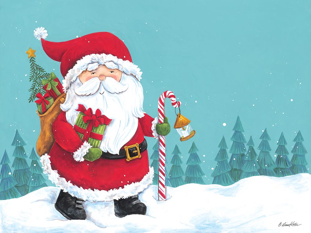 Candy Cane Lantern Santa art print by Diane Kater for $57.95 CAD