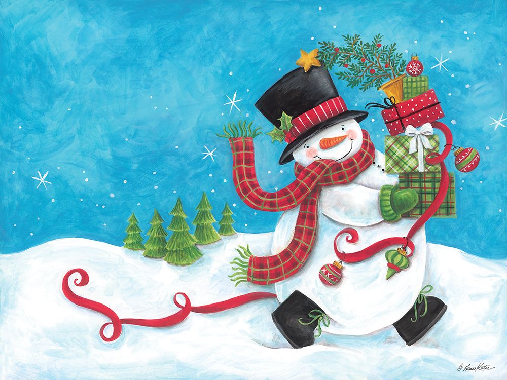 Snowman on the Run art print by Diane Kater for $57.95 CAD