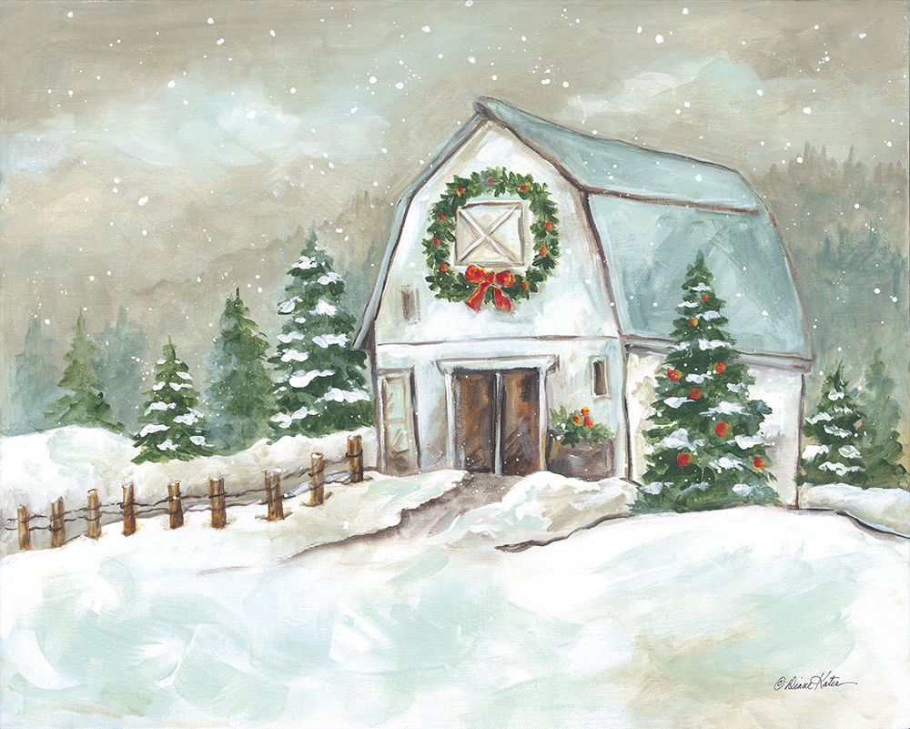 Christmas Barn art print by Diane Kater for $57.95 CAD