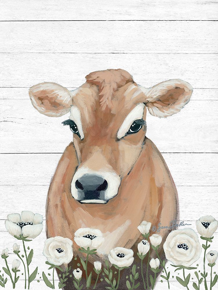 Cow With Flowers art print by Sara Baker for $57.95 CAD