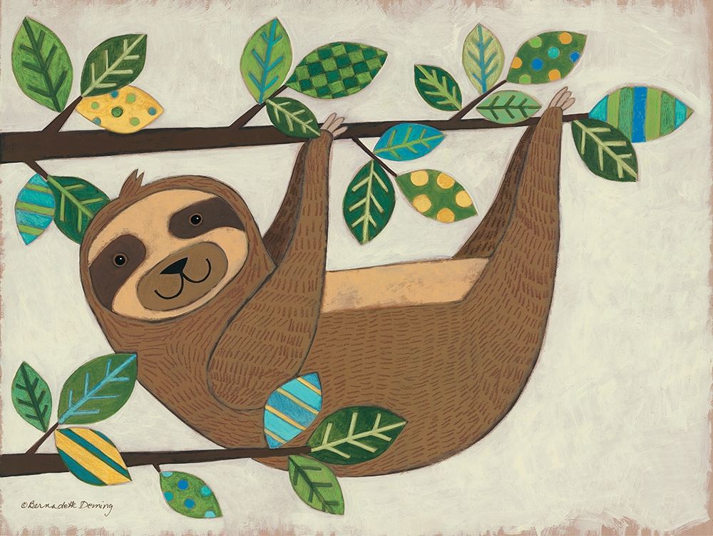 Hanging Sloth art print by Bernadette Deming for $57.95 CAD