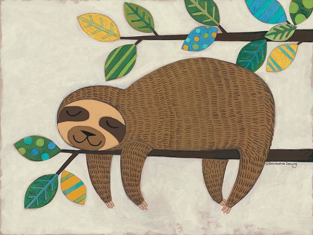 Sleeping Sloth art print by Bernadette Deming for $57.95 CAD