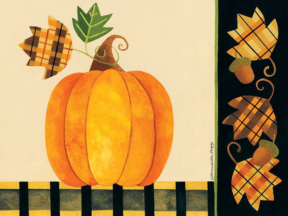 Pumpkin, Leaves and Acorns I art print by Bernadette Deming for $57.95 CAD