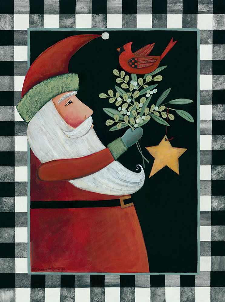 Santa Claus with Cardinal and Rusty Star art print by Bernadette Deming for $57.95 CAD