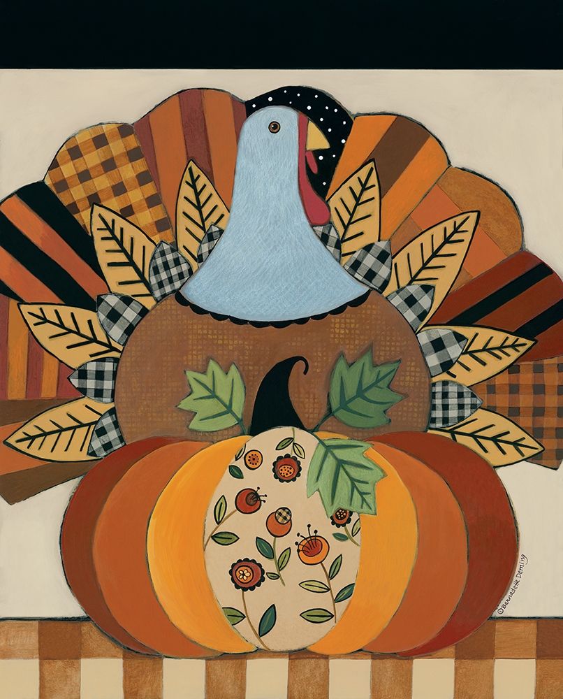 Turkey and Patterned Pumpkin art print by Bernadette Deming for $57.95 CAD