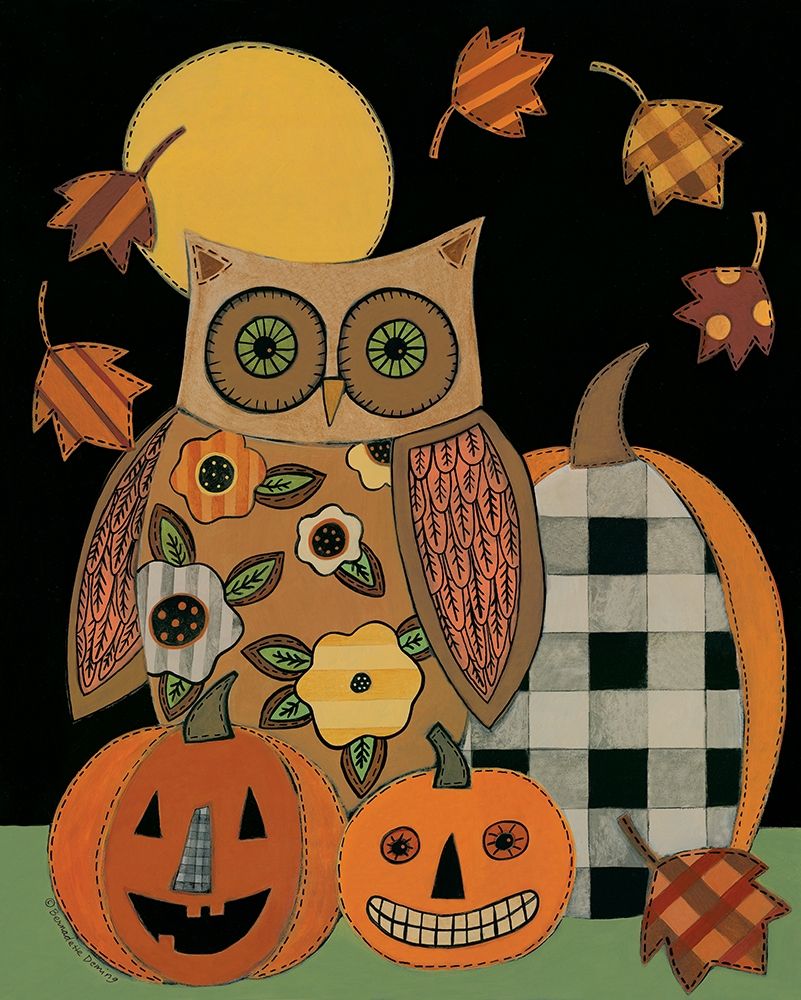Floral Owl and Pumpkins art print by Bernadette Deming for $57.95 CAD