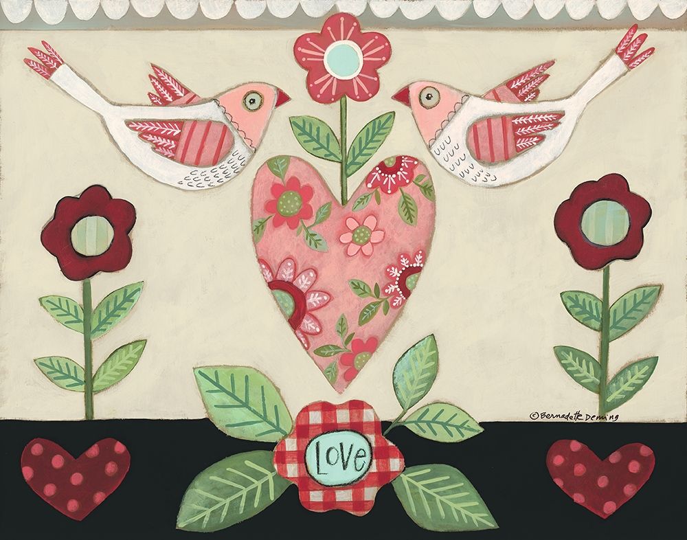 Valentine Love Birds art print by Bernadette Deming for $57.95 CAD