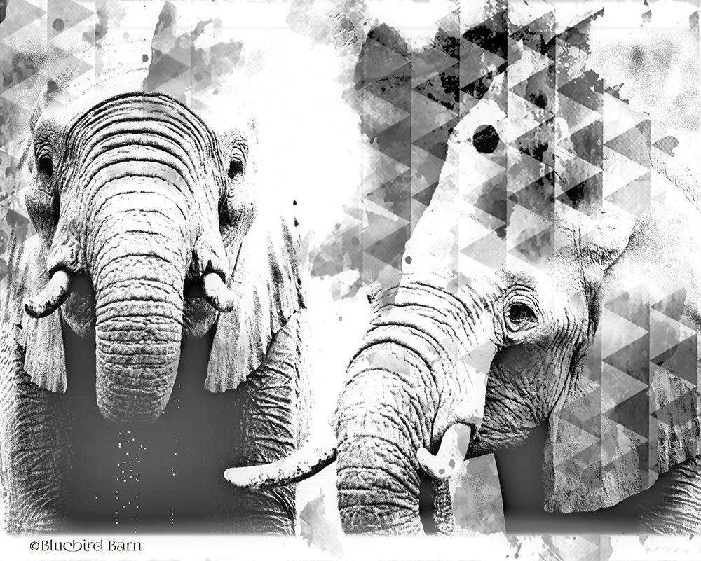 Modern Black And White Elephants art print by Bluebird Barn for $57.95 CAD