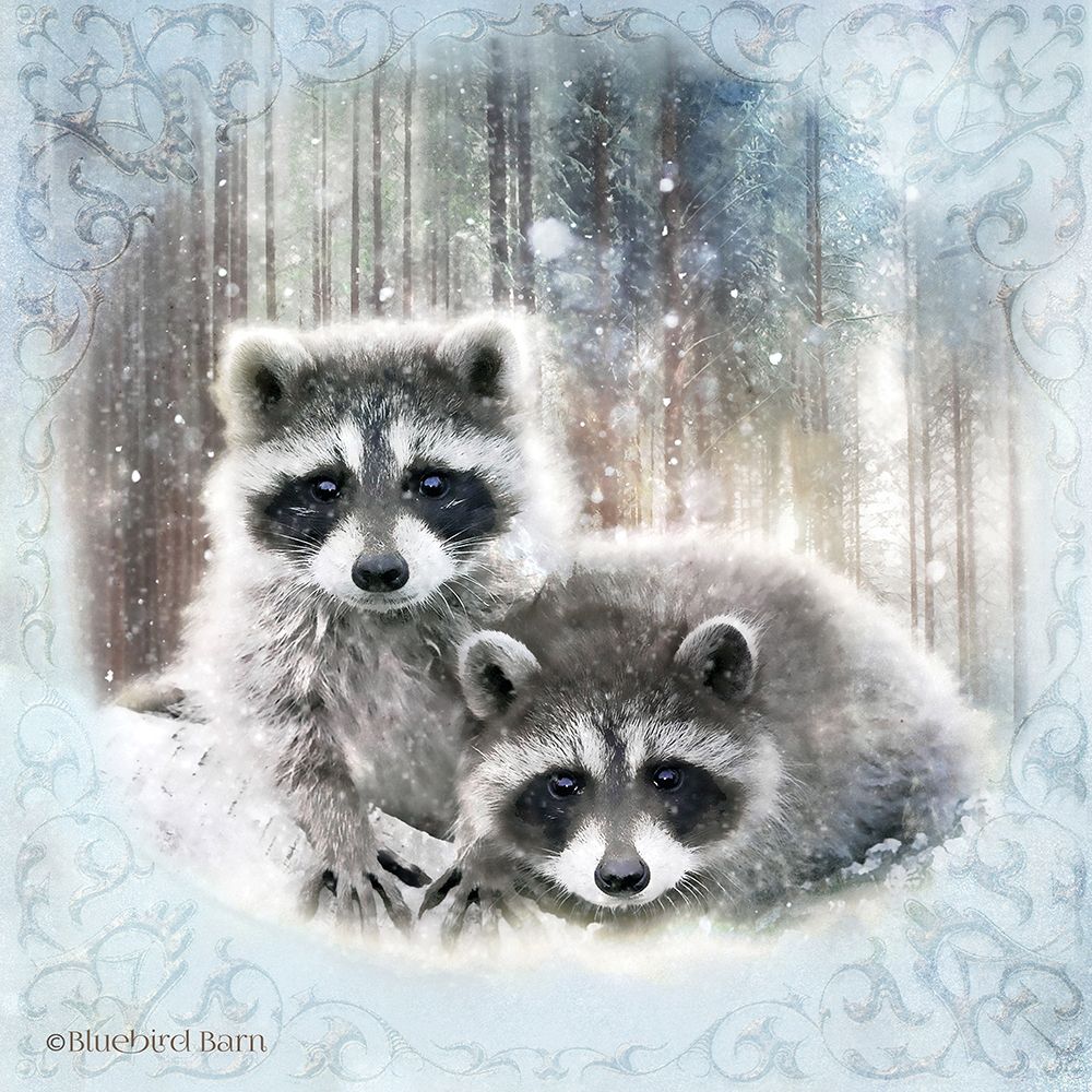 Enchanted Winter Raccoons   art print by Bluebird Barn for $57.95 CAD