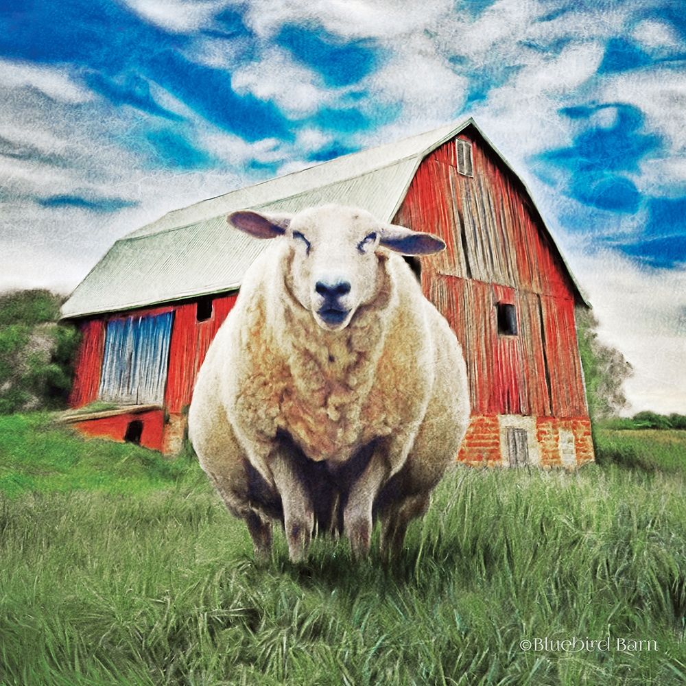 Sunday Afternoon Sheep Pose   art print by Bluebird Barn for $57.95 CAD