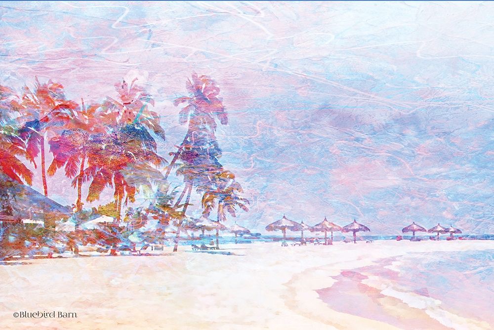 Rainbow Bright Sandy Beach Umbrellas art print by Bluebird Barn for $57.95 CAD
