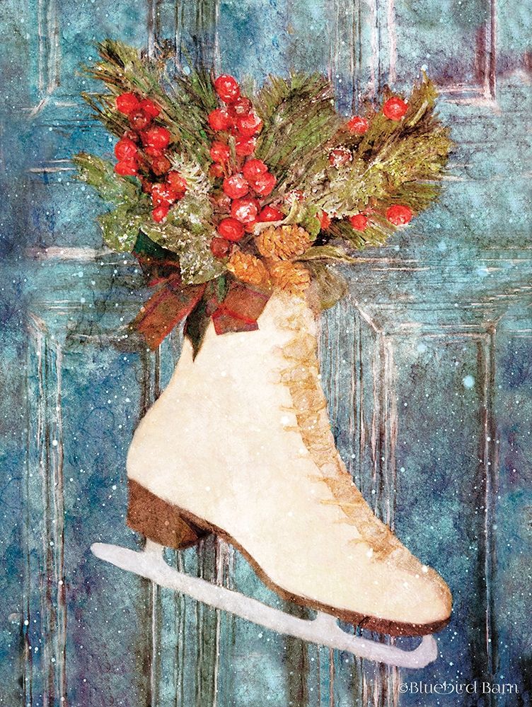 Winter Skate with Floral Spray art print by Bluebird Barn for $57.95 CAD