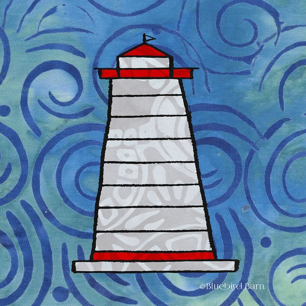 Whimsy Coastal Conch Lighthouse art print by Bluebird Barn for $57.95 CAD