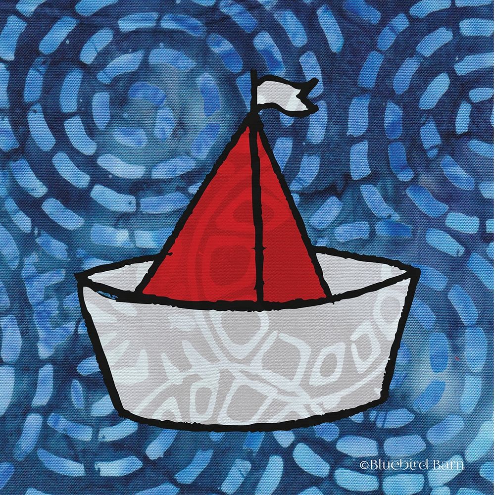 Whimsy Coastal Sailboat art print by Bluebird Barn for $57.95 CAD