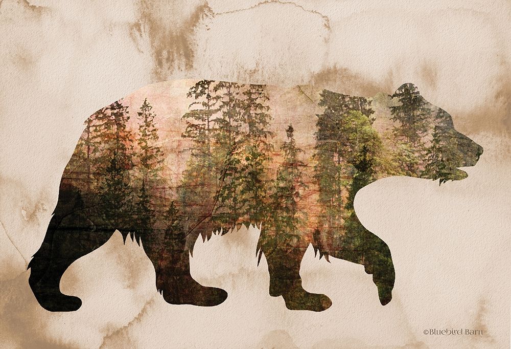 Brown Woods Bear Silhouette art print by Bluebird Barn for $57.95 CAD