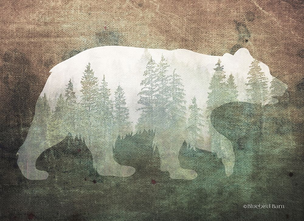 Green Forest Bear Silhouette art print by Bluebird Barn for $57.95 CAD