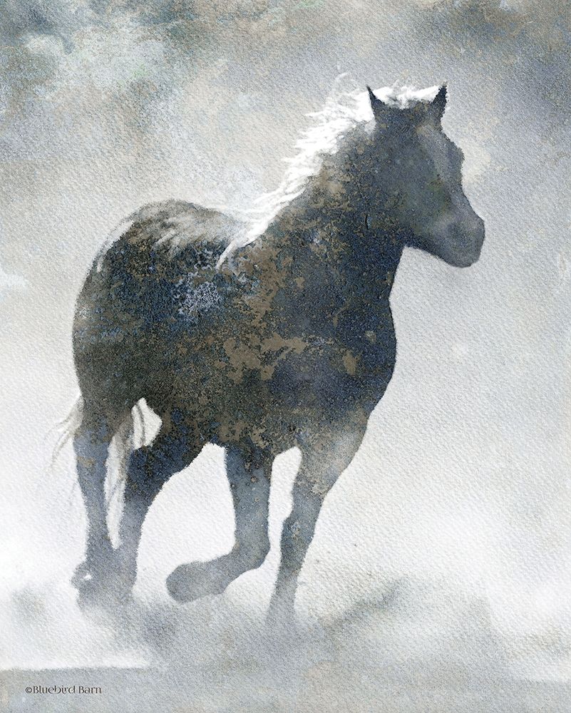 Textured Dark Running Horse art print by Bluebird Barn for $57.95 CAD