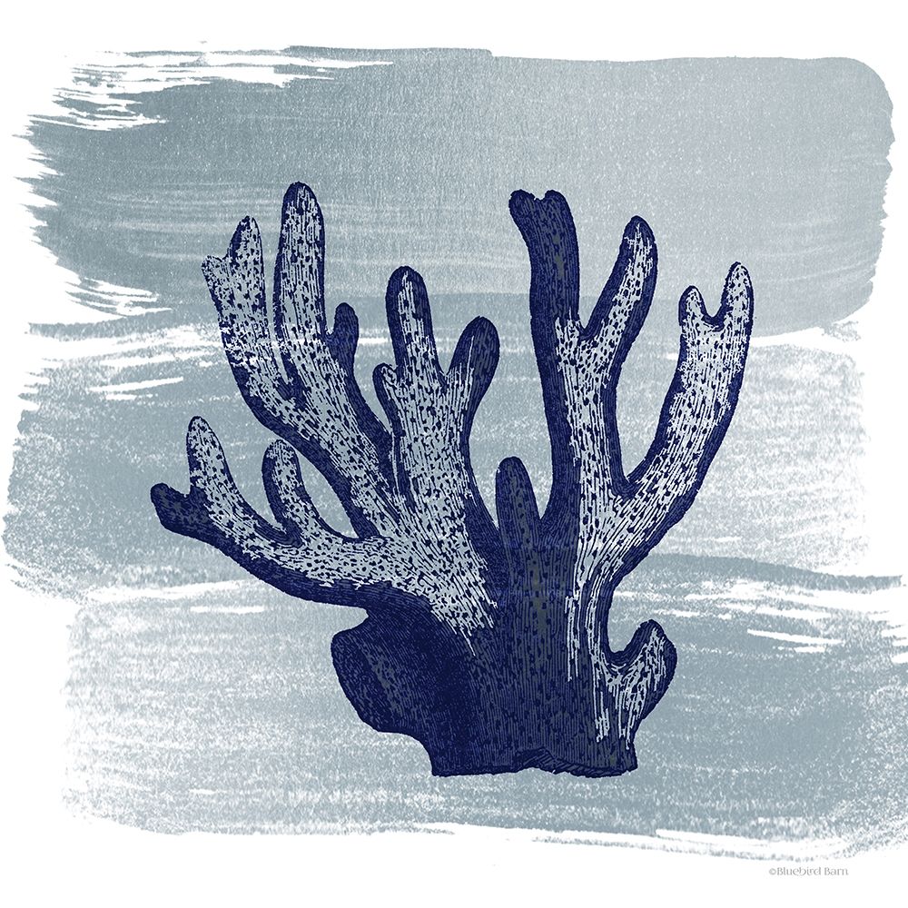 Brushed Midnight Blue Elkhorn Coral art print by Bluebird Barn for $57.95 CAD