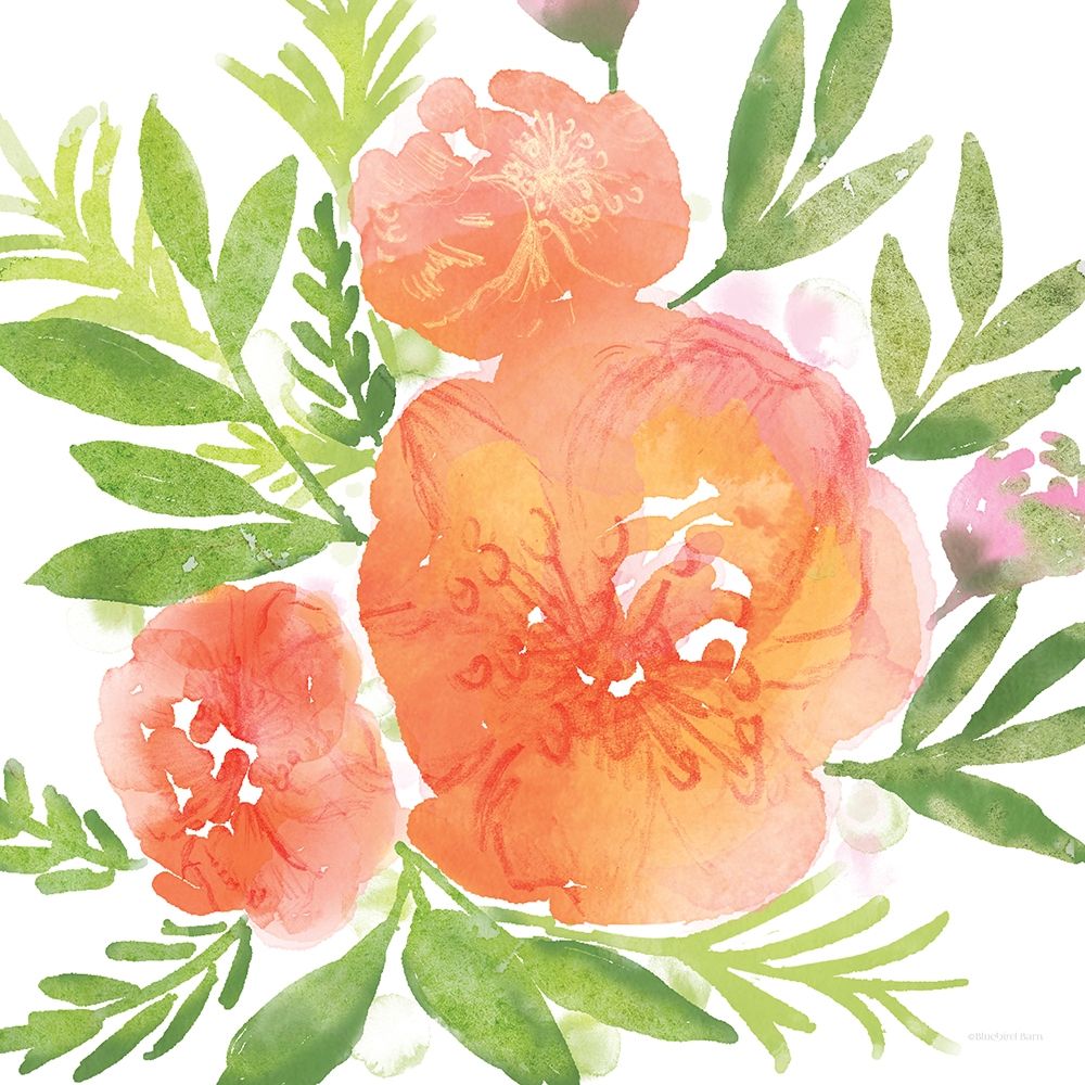 Peachy Floral I art print by Bluebird Barn for $57.95 CAD
