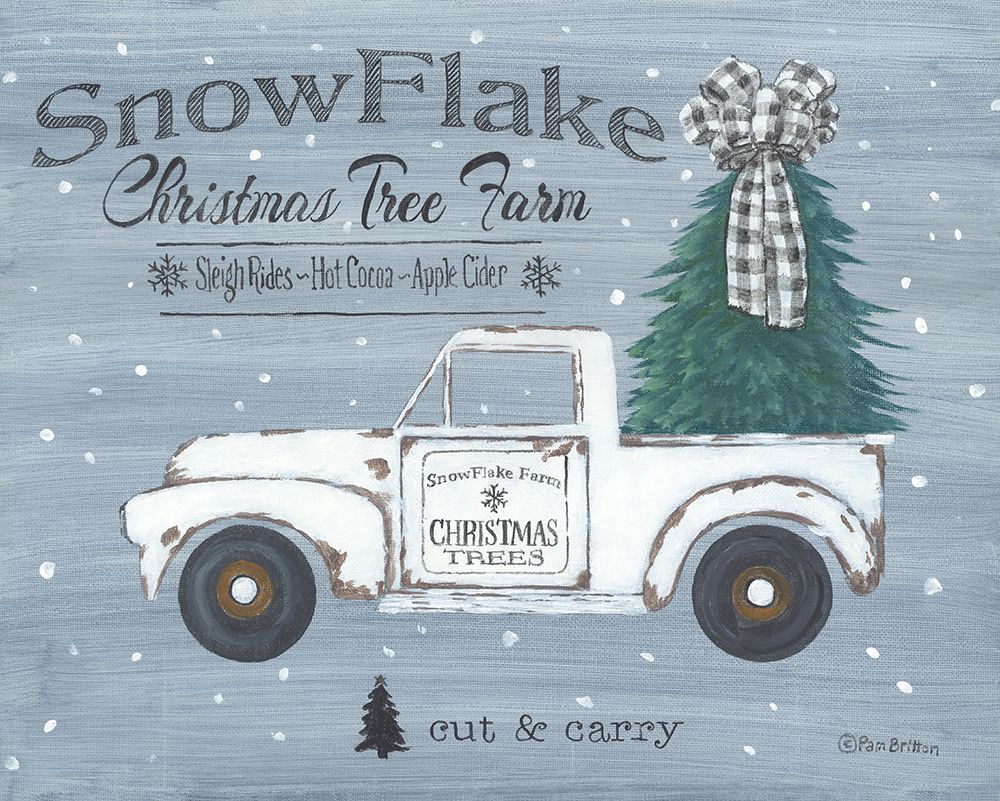 Snowflake Christmas Tree Farm art print by Pam Britton for $57.95 CAD