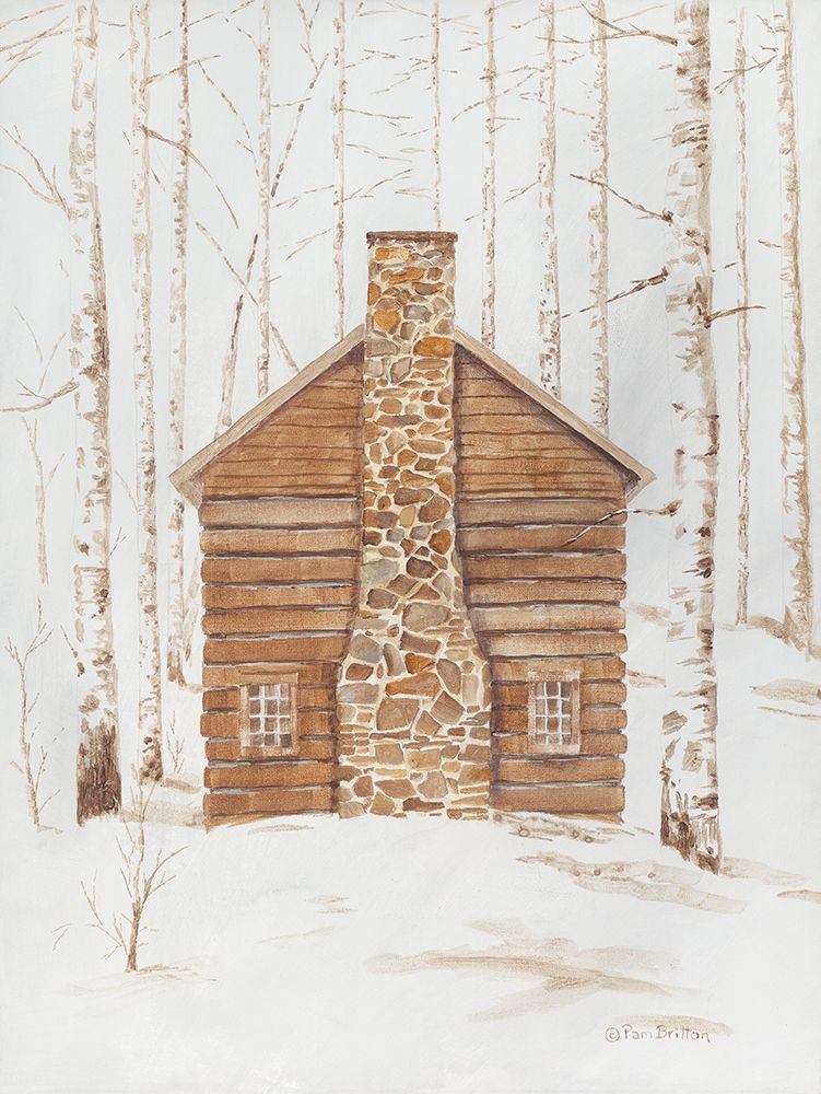 Wintery Cabin art print by Pam Britton for $57.95 CAD