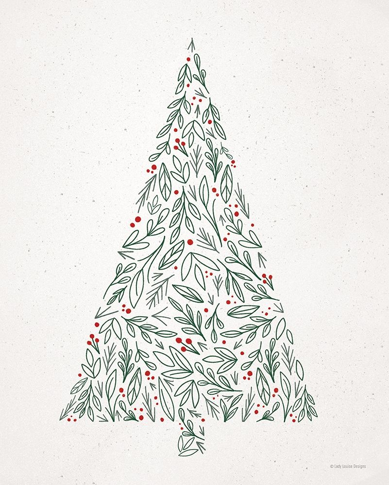 Floral Christmas Tree II  art print by Lady Louise Designs for $57.95 CAD